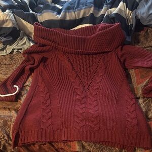 Maurices Off-the-Shoulder Cable Knit Sweater - Deep Red